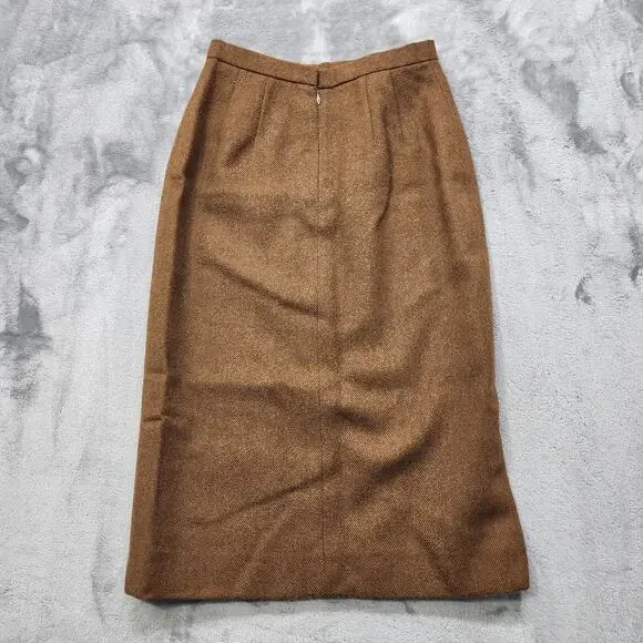 Vintage Neiman Marcus Anne Klein Skirt Womens S Brown Wool Pencil Lined Preppy - Picture 9 of 16
